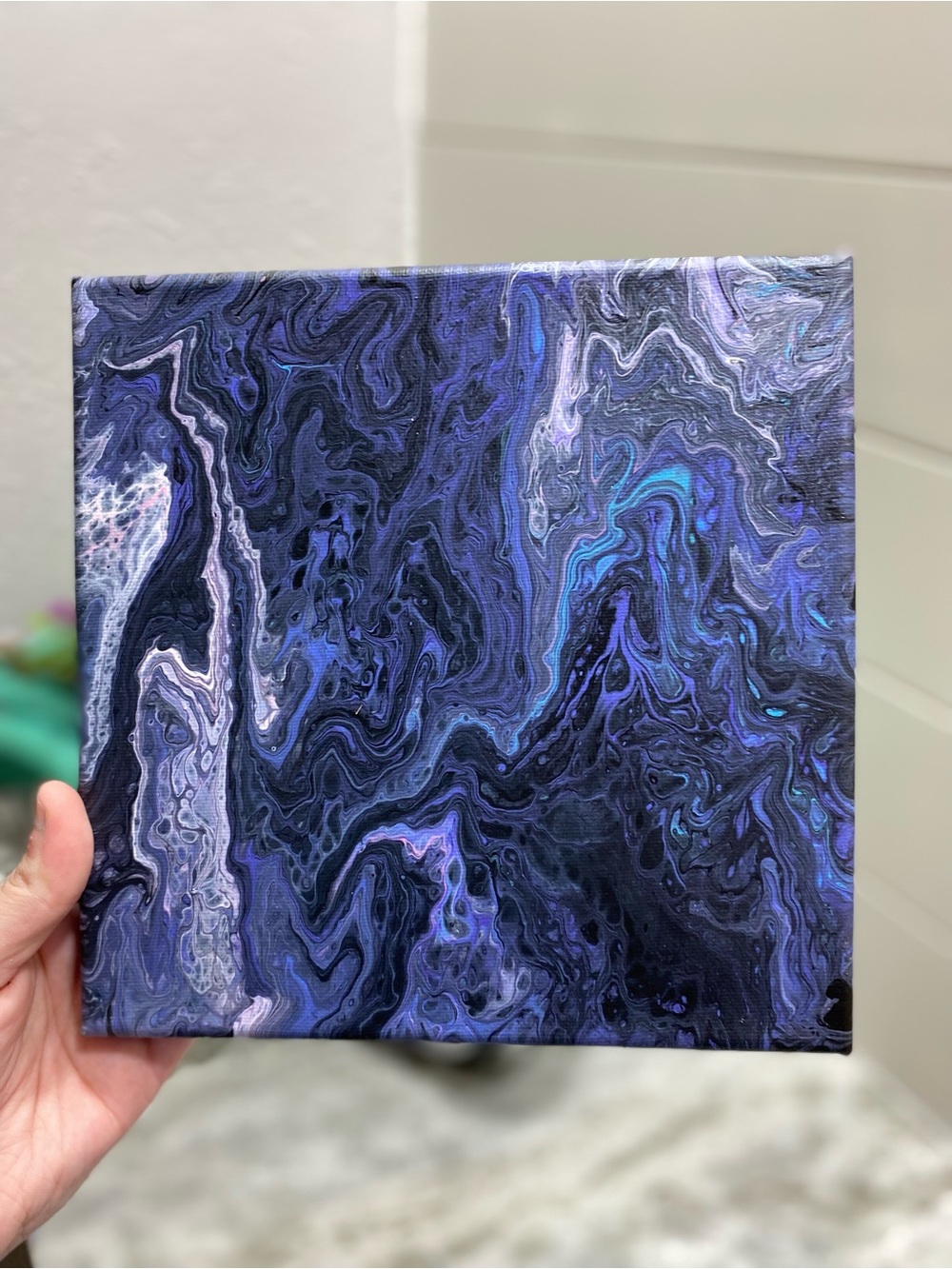 Hand Crafted Blue and Purple Swirl Painting